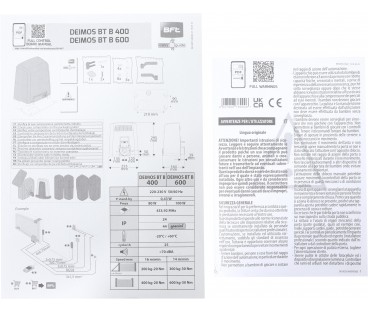Zestaw BFT DEIMOS BT B600 KIT EE do 600kg bram przesuwnych