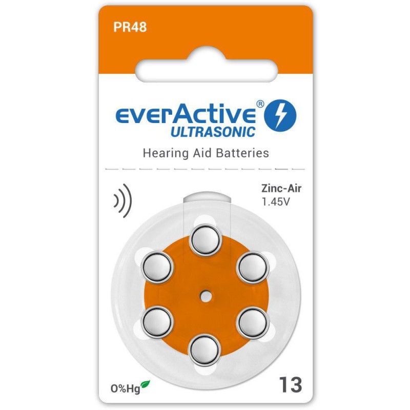 Bateria do aparatu słuchowego everActive ULTRASONIC 13 / PR48 (blister 6 szt.)