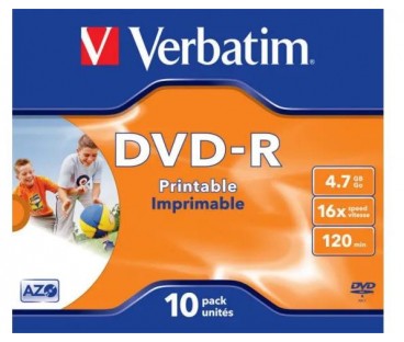 Płyty DVD-R Verbatim AZO Printable jewel box (10szt)