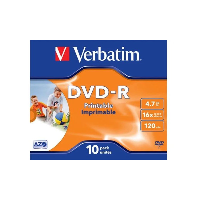 Płyty DVD-R Verbatim AZO Printable jewel box (10szt)