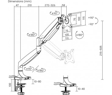 Uchwyt do monitora 17”-45” Spacetronik SPA-S110B USB