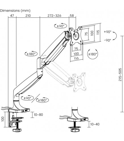 Uchwyt do monitora 17”-45” Spacetronik SPA-S110B USB