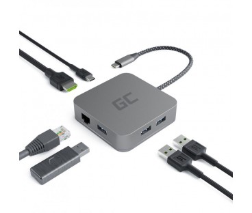 Hub USB 6w1 Green Cell USB-C AK61