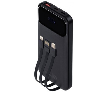 Powerbank Rivacase 10000mAh 22.5W PD 2x USB-C 1x USB-A VA2211 czarny + kabel USB-C i Lightning