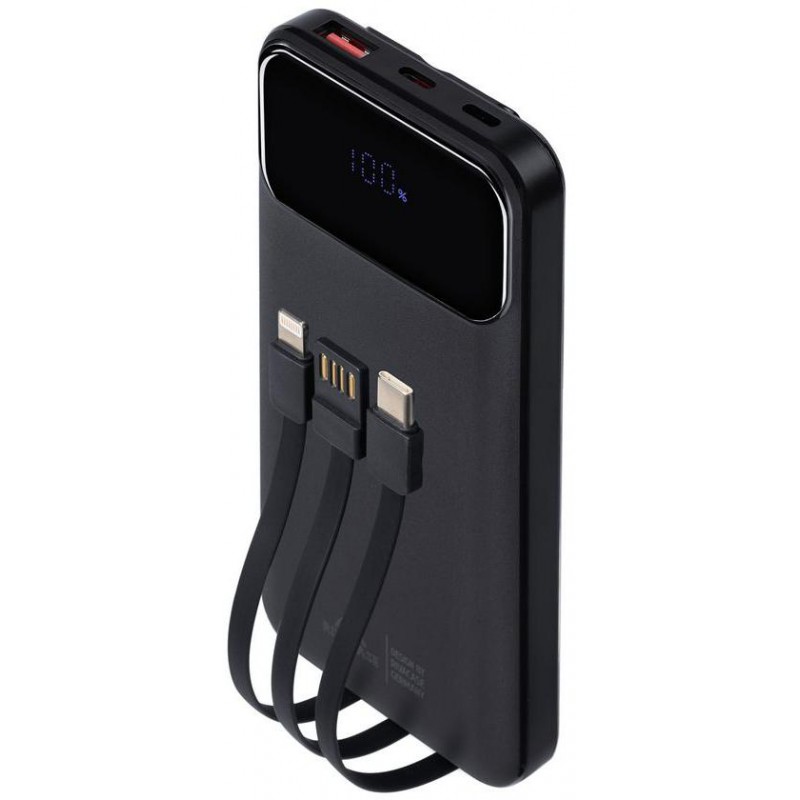 Powerbank Rivacase 10000mAh 22.5W PD 2x USB-C 1x USB-A VA2211 czarny + kabel USB-C i Lightning