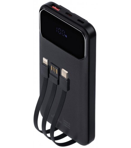 Powerbank Rivacase 10000mAh 22.5W PD 2x USB-C 1x USB-A VA2211 czarny + kabel USB-C i Lightning