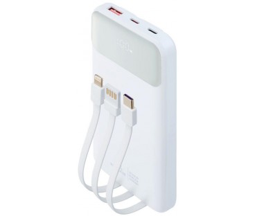 Powerbank Rivacase 10000mAh 22.5W PD 2x USB-C 1x USB-A VA2211 biały + kabel USB-C i Lightning