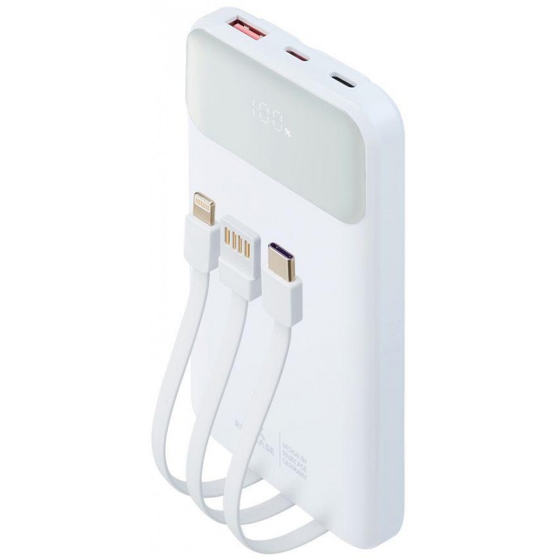 Powerbank Rivacase 10000mAh 22.5W PD 2x USB-C 1x USB-A VA2211 biały + kabel USB-C i Lightning
