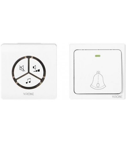 Dzwonek bezprzewodowy VIRONE DB-3 bezbateryjny przycisk,learning system,80m