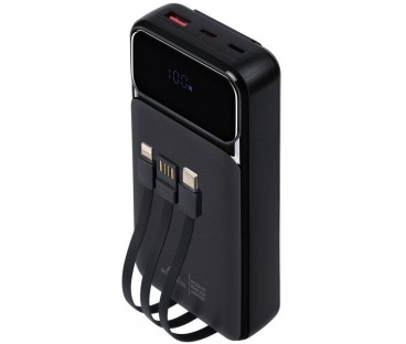 Powerbank Rivacase 20000mAh 22.5W PD 2x USB-C 1x USB-A VA2221 czarny + kabel USB-C i Lightning