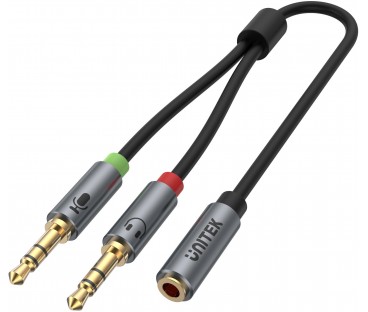 Adapter Unitek Y-C957ABK miniJack 3,5mm (F) - 2x 3,5mm (M)
