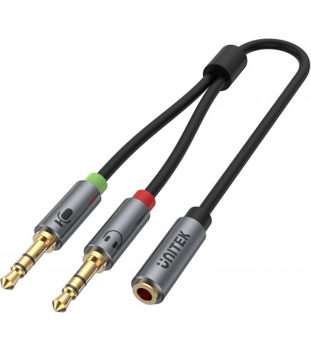 Adapter Unitek Y-C957ABK miniJack 3,5mm (F) - 2x 3,5mm (M)