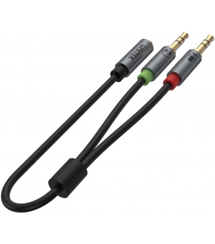 Adapter Unitek Y-C957ABK miniJack 3,5mm (F) - 2x 3,5mm (M)