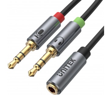 Adapter Unitek Y-C957ABK miniJack 3,5mm (F) - 2x 3,5mm (M)