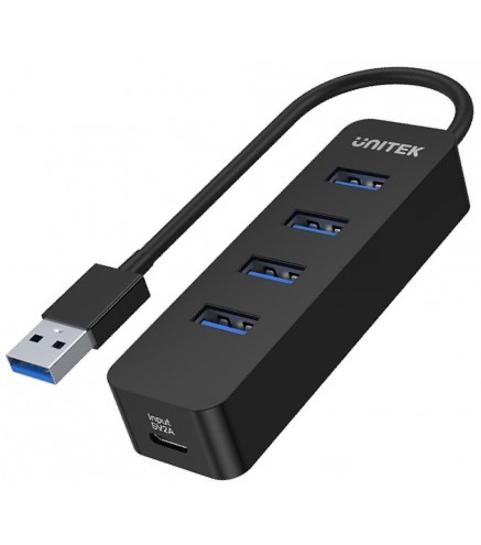 Hub USB Unitek H1117A, 4 porty, USB-C, USB 3.1, aktywny, 10W