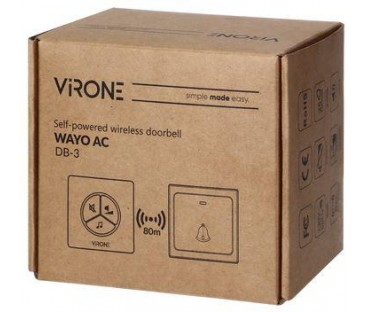 Dzwonek bezprzewodowy VIRONE DB-3 bezbateryjny przycisk,learning system,80m