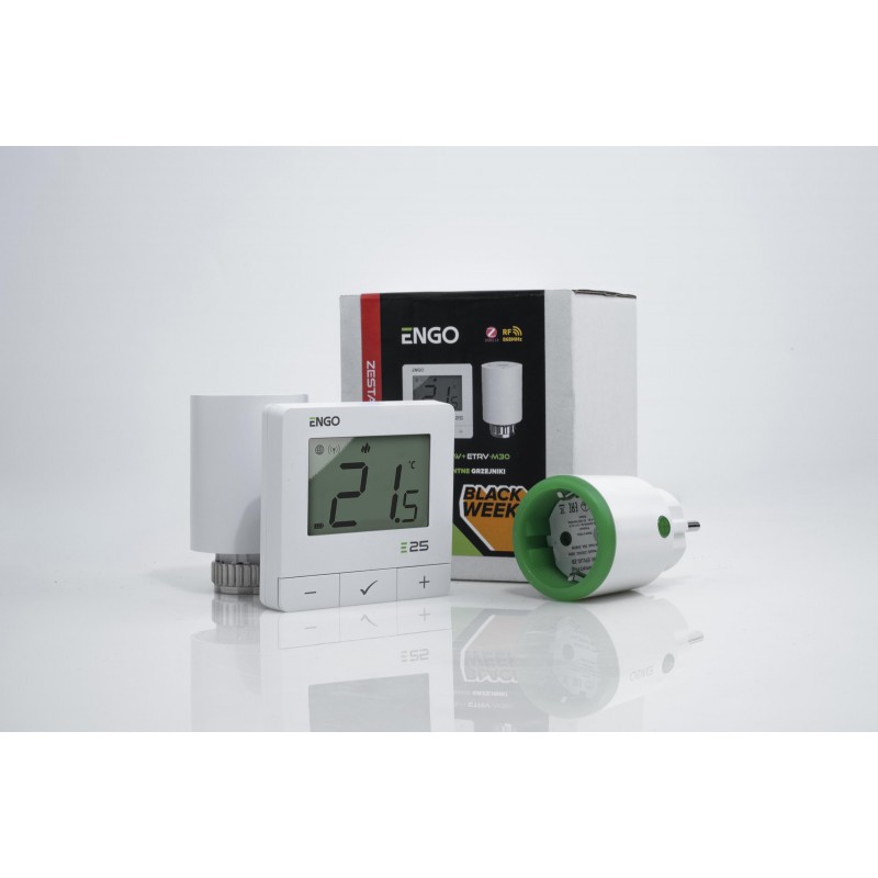 ENGO Controls Inteligentny zestaw ogrzewania Biały (E25-BATW-4 + ETRV-M30 + EPlug WiFi)