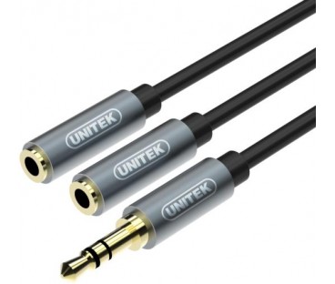 Przejściówka Unitek Y-C956ABK miniJack 3,5mm (M) - 2x 3,5mm (F)
