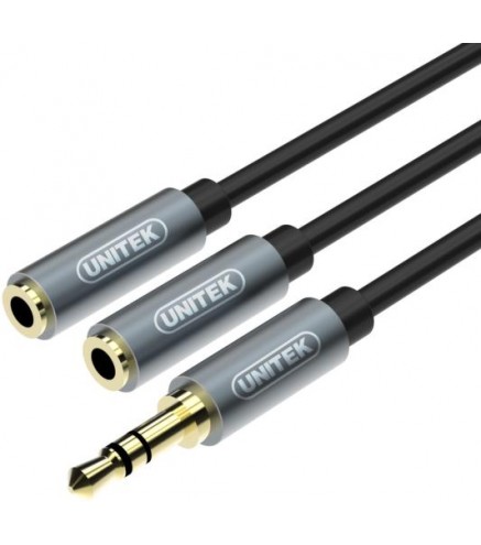 Przejściówka Unitek Y-C956ABK miniJack 3,5mm (M) - 2x 3,5mm (F)