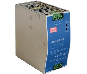 ZASILACZ IMPULSOWY NA SZYNĘ DIN MEAN WELL NDR-240-48 48V/240W/5A