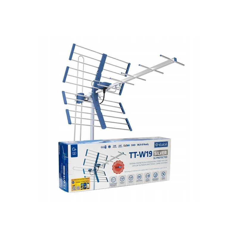 Antena DVB-T2 Telmor TT W19 SILVER COMBO 5G Protected