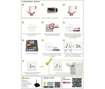 ENGO Controls Inteligentny zestaw ogrzewania Bieły (E25-BATW-4 + ETRV-M30)