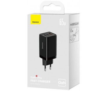 Ładowarka sieciowa Baseus GaN 5 Pro Fast Charger CCGP120201 65W 1x USB-A 2x USB-C PD 3.0 QC 4.0 + kabel USB-C