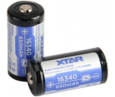 Akumulatorek 16340 / R-CR123 3,7V Xtar 650mAh (1 szt.) z zabezpieczeniem