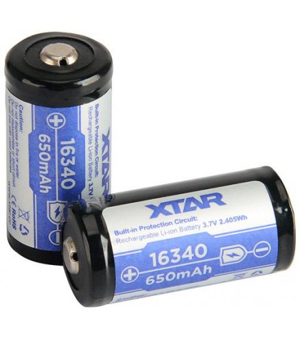 Akumulatorek 16340 / R-CR123 3,7V Xtar 650mAh (1 szt.) z zabezpieczeniem