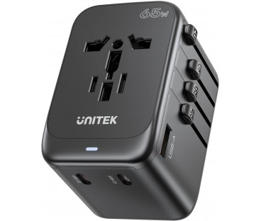Unitek P1122ABK01 Ładowarka podróżna EU/US/UK/AUS PD 65 W