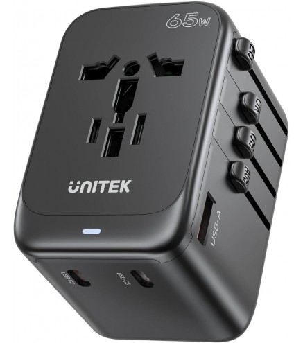 Unitek P1122ABK01 Ładowarka podróżna EU/US/UK/AUS PD 65 W