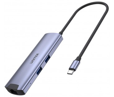 H1112F Unitek Aktywny Hub USB-C 5Gbps, HDMI RJ-45 PD 100W