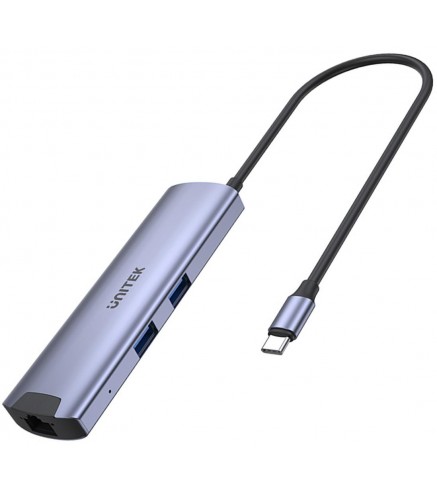 H1112F Unitek Aktywny Hub USB-C 5Gbps, HDMI RJ-45 PD 100W