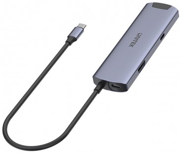 H1112F Unitek Aktywny Hub USB-C 5Gbps, HDMI RJ-45 PD 100W