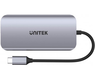 Unitek D1122A01 Aktywny hub USB-C 5Gbps, 2x HDMI 4K, czytnik kart, RJ-45, PD 100W
