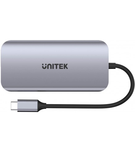 Unitek D1122A01 Aktywny hub USB-C 5Gbps, 2x HDMI 4K, czytnik kart, RJ-45, PD 100W