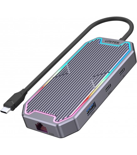 Unitek Hub USB-C HDMI RJ45 3,5mm audio 100W 10Gbps D1029A