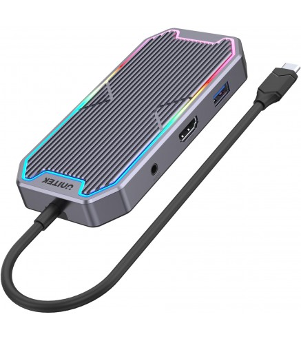 Unitek Hub USB-C HDMI RJ45 3,5mm audio 100W 10Gbps D1029A