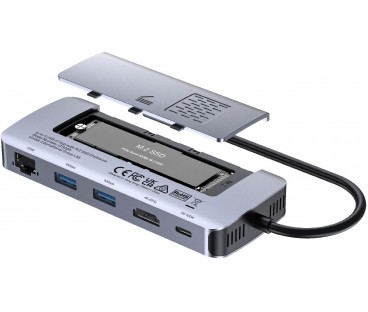 Unitek D1120A01 Aktywny Hub USB-C 10 Gbps, Obudowa na dysk M.2, HDMI