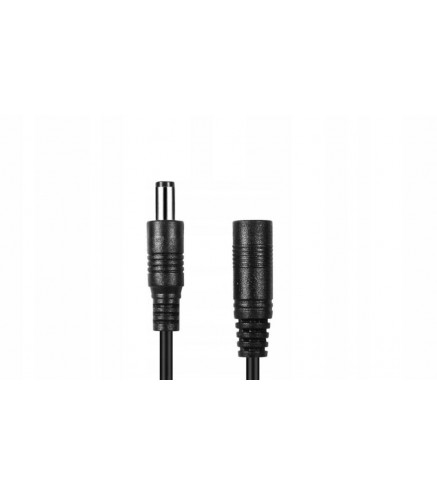 Przedłużacz DC 5.0m dwużyłowy 2x0.5mm2 w oplocie wtyk/gniazdo 2.1x5.5 mm