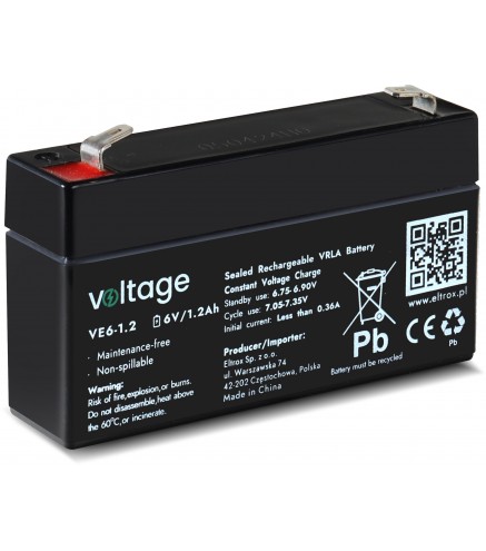 Akumulator AGM Voltage 6V 1,2Ah VE6-1.2 (Żywotność 6-9 lat)