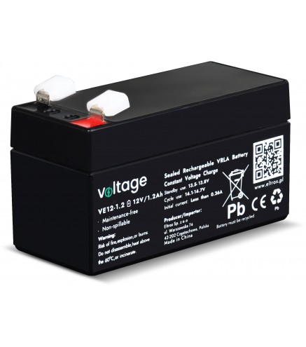 Akumulator AGM Voltage 12V 1,2Ah VE12-1.2 (Żywotność 6-9 lat)