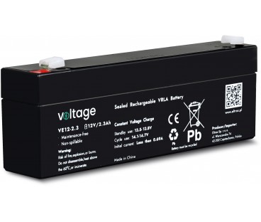 Akumulator AGM Voltage 12V 2,3Ah VE12-2.3 (Żywotność 6-9 lat)