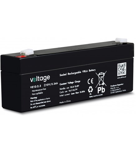 Akumulator AGM Voltage 12V 2,3Ah VE12-2.3 (Żywotność 6-9 lat)