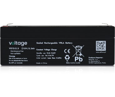 Akumulator AGM Voltage 12V 2,3Ah VE12-2.3 (Żywotność 6-9 lat)