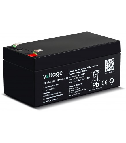 Akumulator AGM Voltage 12V 3,5Ah VE12-3.5 (Żywotność 6-9 lat)