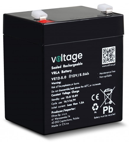 Akumulator AGM Voltage 12V 5Ah VE12-5.0 (Żywotność 6-9 lat)