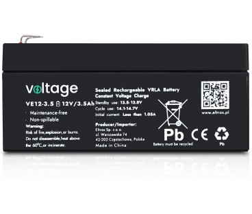 Akumulator AGM Voltage 12V 3,5Ah VE12-3.5 (Żywotność 6-9 lat)