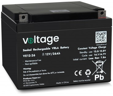 Akumulator AGM Voltage 12V 26Ah VE12-26 (Żywotność 6-9 lat)