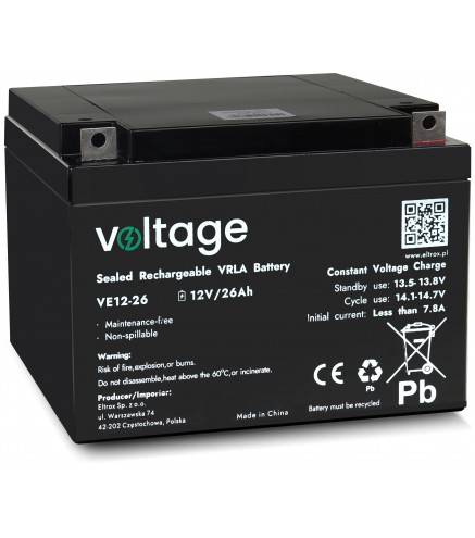 Akumulator AGM Voltage 12V 26Ah VE12-26 (Żywotność 6-9 lat)